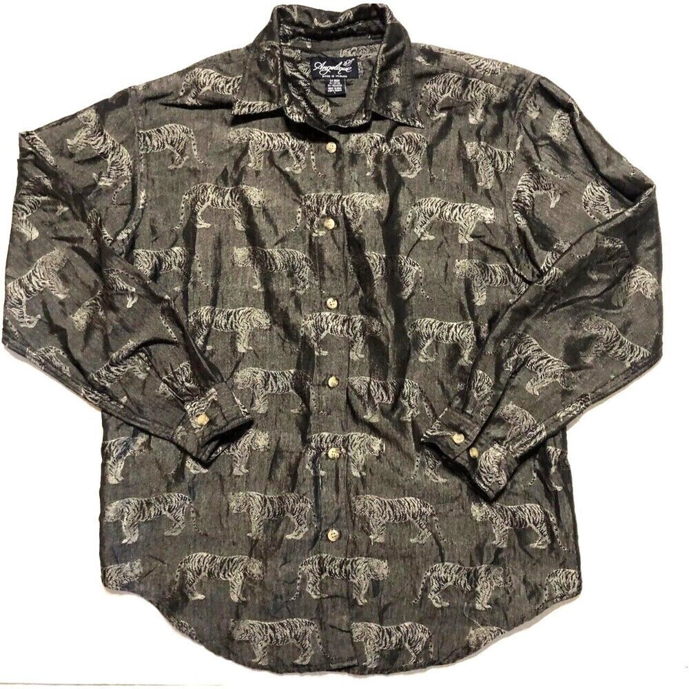 Angelique Made In Heaven Dress Shirt Tiger safari Print Womens unisex size M